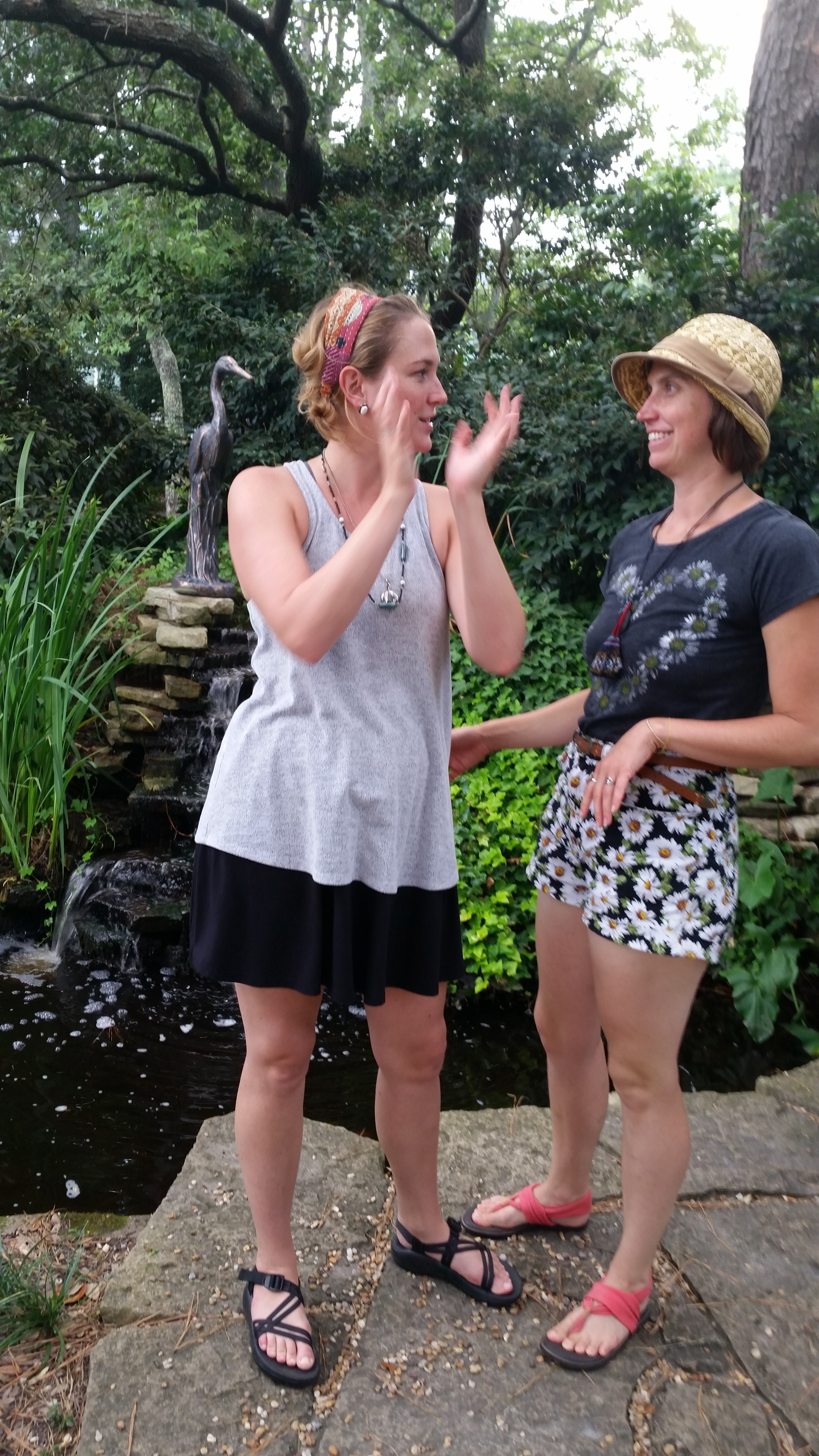 My daughters having a deep conversation in the garden